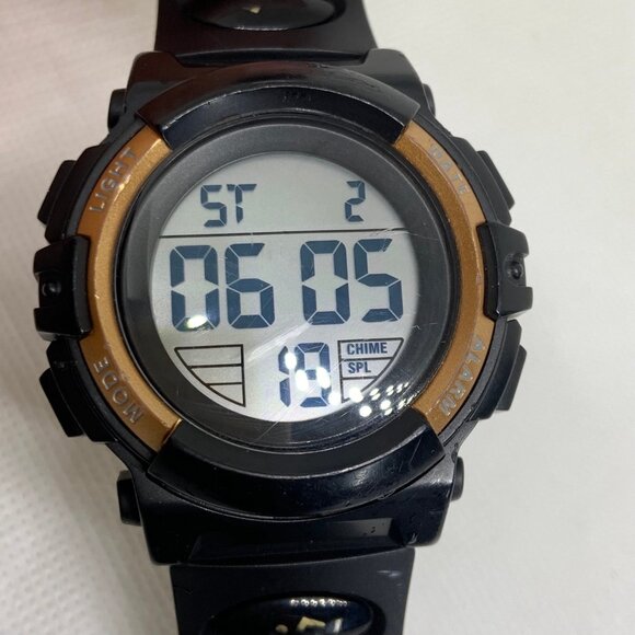 Lavaredo men digital watch black tone 44mm day date alarm chrono running - Picture 2 of 7